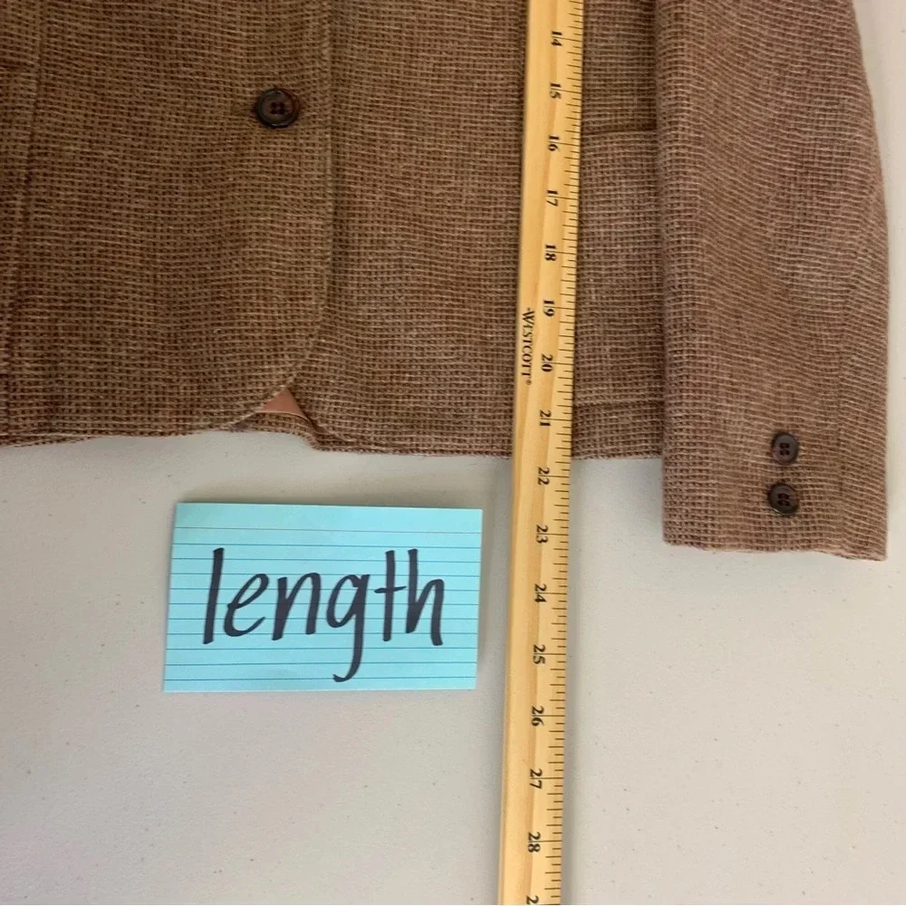Vintage 60s 70s  Red Brown Textured Lightweight 2 Button Front Blazer Size 10 - Picture 5 of 12